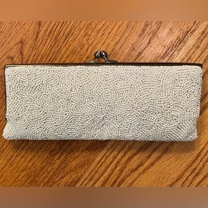 Moyna Formal Hand-Beaded Clutch, White